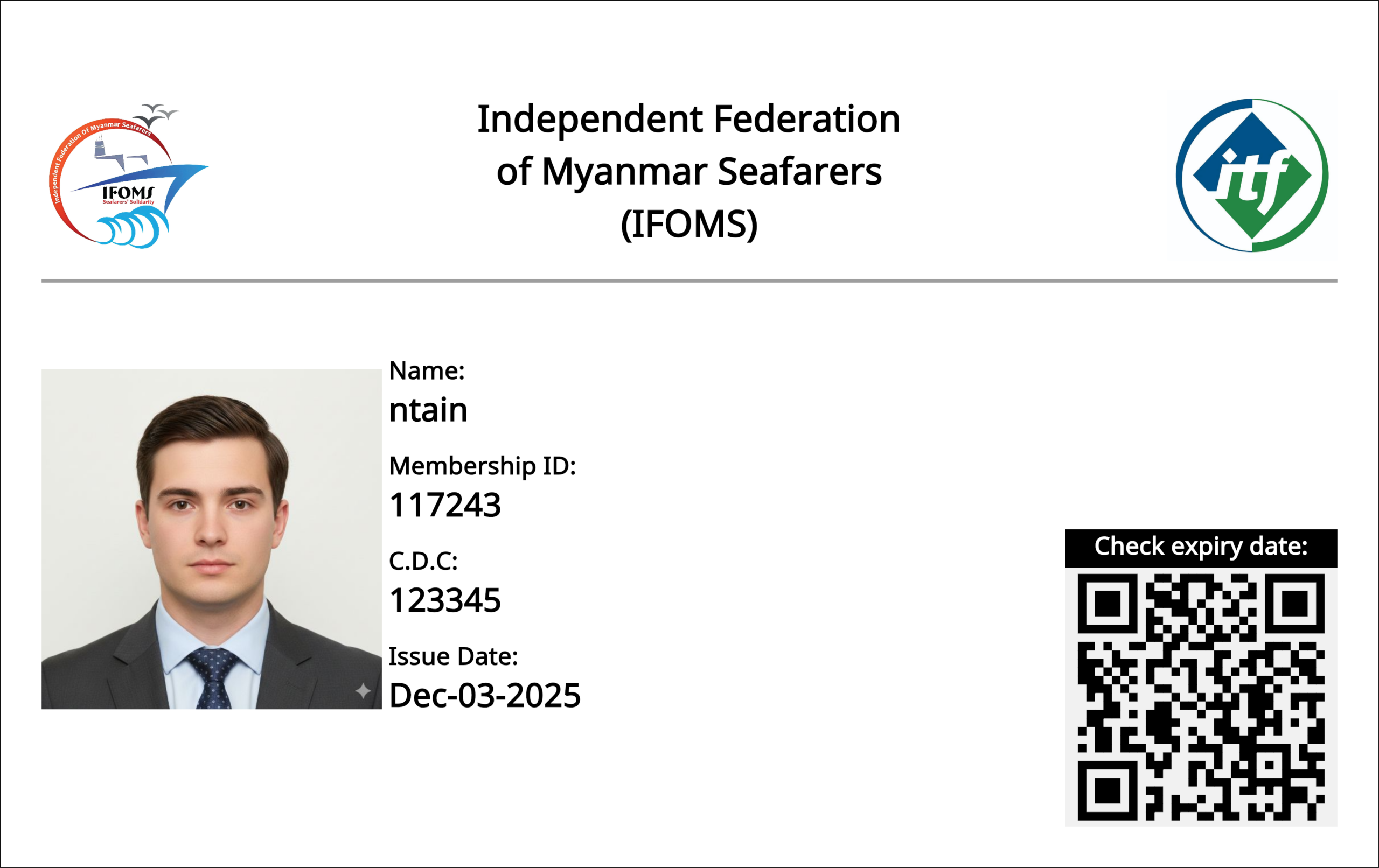 IFOMS Member Card Sample